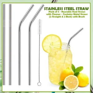 stainless steel straw 5 pcs pack - Image 4