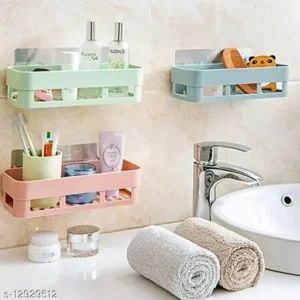 Deal of 2 Bathroom Shelf ,1 Pce Bathroom Shelf ,1 Pce Bathroom Corner Triangle Rack (random color) - Image 4