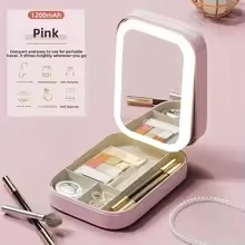 Portable Folding Makeup Mirror Jewellery Box ? 3-Color LED Beauty Mirror, Multi-Function Personal Care Organizer