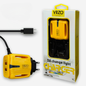 3A Light Change Charger with 2 USB Ports & Built-in Micro USB Cable | Best Quality Charger For Android | Vizo 3A Charger? - Image 5