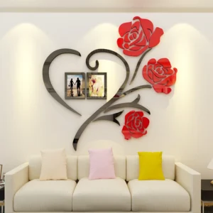 Multi-Pieces Rose Flower Pattern wall sticker acrylic+ MDF Wood - Image 1