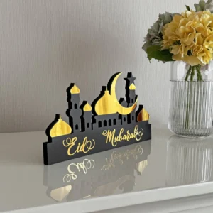 Eid Mubarak Desktop decorations MDF acrylic material (Golden color) - Image 4