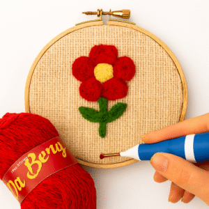 3D Embroidery Punch Needle Kit with 10 Inch Wooden Hoop, Jute Cloth (20x36 inch), Thread, Scissors & Tools ? Complete Handcraft Embroidery Set (Maroon Yarn) - Image 3