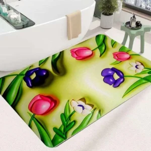 3D Printing Soft Mat Cut Flower Design Anti Slip Floor Door Mat Water Absorb for Bathroom, Kitchen or Room (Random color & Designs) - Image 3