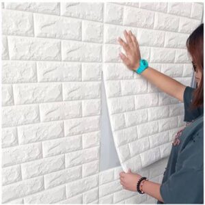 (1piece )3d Wall Stickers Faux Brick White Brick | Bedroom Home Decor Waterproof Self Adhesive Living Room Wallpaper - Image 3