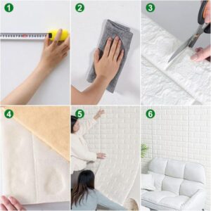 (1piece )3d Wall Stickers Faux Brick White Brick | Bedroom Home Decor Waterproof Self Adhesive Living Room Wallpaper - Image 1