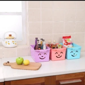 Smile basket Without cap pack off 3 | Storage Organizer Basket | Multipurpose Baskets For Kitchen, Home, Office & Bathroom (Random color) - Image 3