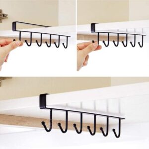 6-Hook Under-the-Shelf Mug Rack Kitchen Hanging Organizer (Random Color) - Image 4