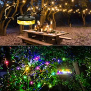 Hanging lantern with garland, camping atmospheric garland, rechargeable LED garland 9 m - Image 4