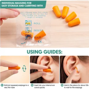Foam Ear Plug for travel Anti Noise Reduction Removable Corded Soft Earplugs For Sleeping Hearing Ear Protection Earmuffs Noise Prevention For Airplane Travel (Pack Of 5) - Image 2