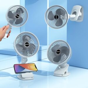 New portable 3 gears rechargeable desktop fan low noise air cooling handheld clipped circulator table fan Clip Fan USB Rechargeable Desk Fan with Sturdy Clamp, Quiet Operation, Strong Airflow with 360? Rotation for Home, Stroller, Office, Outdoor - Image 3