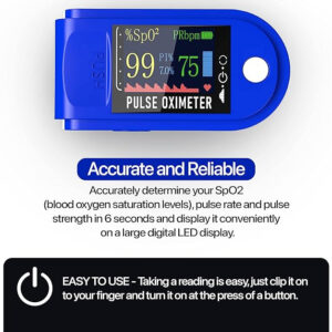 Pulse Oximeter Fingertip Monit Blood Oxygen Saturation (SpO2) and Pulse Rate Monitors- Portable Single Color LED Display [Battery Included] - Image 5