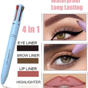 4 in 1 Waterproof Makeup Pen Eyebrow Pencil Long Lasting Easy Lip Color Liner Highlight Lying Silkworm Eyeliner Pen Makeup Tools (Random Color) - Image 1