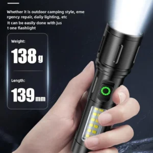 Rechargeable White Laser Super Battery Aluminum LED Flashlight, Body  Tactical,Long Battery Zoomable, Light - Image 5