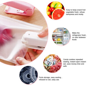 Portable Mini Sealer Home Heat Bag Plastic Food Snacks Bag Sealing Machine Food Packaging Kitchen Storage Bag Clips (Random Color) - Image 3
