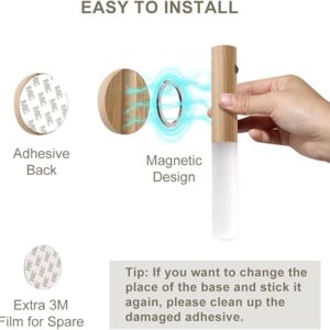 LED Wood Night Light PIR Motion Sensor Magnetic Wall Lamp USB Rechargeable Lights Home Staircase Bedroom Lamp Bedside Lighting - Image 3