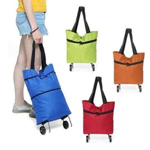 Portable multi-function Trolley Bag with Wheels Folding Travel Luggage Bag Vegetable Grocery Shopping Trolley Carry Bag(Random Color - Image 3