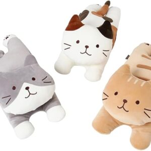 Long Cat Plush Pillow kitten gray White brown lovely cartoon  | FukuFukuNyanko Plush Cat Cushion - 50cm (Random color) - Image 5