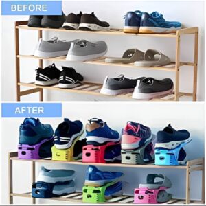 Pack of 2 Double Layer Adjustable Shoe Bracket Storage Shoe Rack | 2 In 1 Foldable Shoe Holder Space Saving (Random color) - Image 5