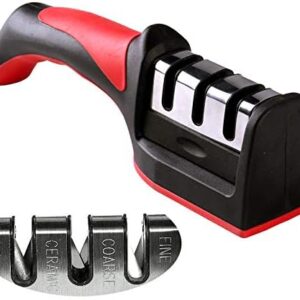 3-in-1 Knife Sharpener With Fruit And Meat Knife Peeler.3-Stage Diamond Coated Knife Sharpener,Kitchen Helper Three-piece Knife Sharpener Set With a Knife Ceramic peeler - Image 1