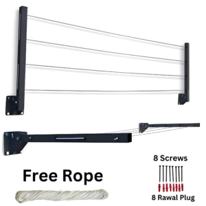 Cloth Drying Stand (24 Inches) with Free Rope Foldable Wall Mounted Heavy Duty Cloth Dryer for Laundry ? Space Saver, Modern Hanger Stand - Image 1