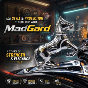 Front Mudguard Horse Ornament for Bikes ? Premium Chrome Style Bike Decoration