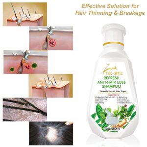 De-Hoi  Refresh Anti-hair Loss Shampoo Ginger Hair Care Shampoo Helps Stop Hair Loss 450ml - Image 5