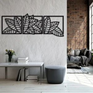 3D wooden 3 Piece Long Leaf Panels | Wall Hanging wooden Art | Wall art I Wall art for room decoration - Image 1