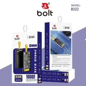 Bolt Power Bank B102 High-Capacity Portable Charger Designed To Keep Your Devices Powered Up On The Go 10'000mAh Battery - Image 1