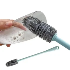 Silicone Bottle Cleaning Brush With Long Handler Milk feedersh , Cup Brush (Random color) - Image 4