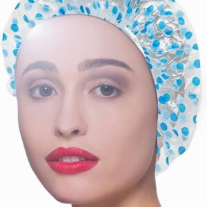 (pack of 6) Shower Caps Waterproof Shower Cap for Women Reusable Shower Hat Bath Caps with Elastic Band, Large Plastic Long Hair Environmental Protection Hats for Ladies Girls Kids Spa Salon - Image 2