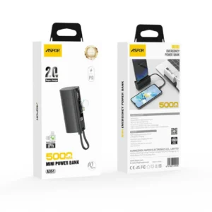 Aspor A351 2in1 Iphone & Type-C Flexible Portable Mini 5000mah Power Bank - Image 4