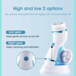 Cnaier 4 in 1 Electric Cleanser | Facial Cleansing Brush & Massager - Face Brush Set | Electric Rotating Face Scrubber for Deep Cleaning, Exfoliating, Blackhead Removing AE-8286 - Image 2