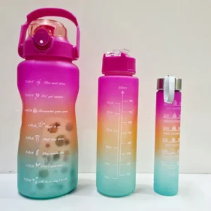Three-piece Motivational Sports Water Bottles Set (2000ml, 850ml, 350ml)(Random Color) - Image 1