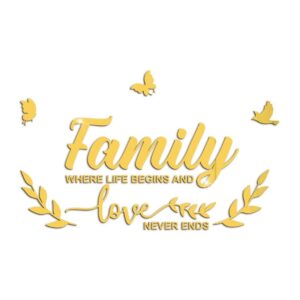 3D Acrylic Family Mirror Wall Sticker (Golden) - Image 2