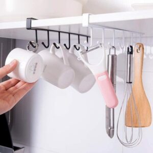 6-Hook Under-the-Shelf Mug Rack Kitchen Hanging Organizer (Random Color) - Image 3