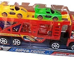 Double decker Trailer Truck | Car Carrier Truck with 4 Cars Included Toy for Kids (Random color) - Image 2