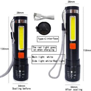 P50 super light rechargeable flashlight - Super bright Led Light - zoomable Rechargeable torch 3 mode - Image 5