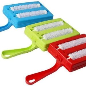 Handheld Carpet Table Crumb Sweeper Plastic Dual Brush Cleaner Collector Roller (random color) - Image 2