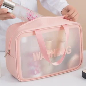 Travel Cosmetic Washbag Clear Case Large Capacity Portable Cosmetic Makeup Pouch ( Random color) - Image 3