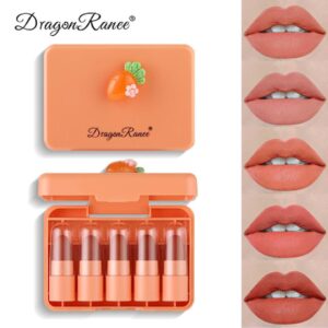 5 Pcs Dragon Ranee Carrot Mini Lipstick Set | Long Lasting Makeup Waterproof Lipstick (Random Color) - Image 1