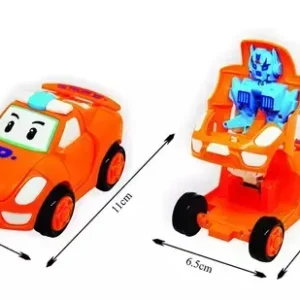1 Pc - Pull Back Robot Car Toy - Push & Go Convert Robot Cars Toys For Kids Boys Girls Baby Babies Friction Powered Vehicle - Random Color - Image 1