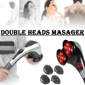 Double Head Full Body Massager Machine Variable Speed Far Infrared |  Electric Facial Deep Tissue Fitness Massage Stick ? Head Neck Waist Leg Muscles Pain Relief Massage Hammer ? Handheld Deep Tissue massager - Image 5