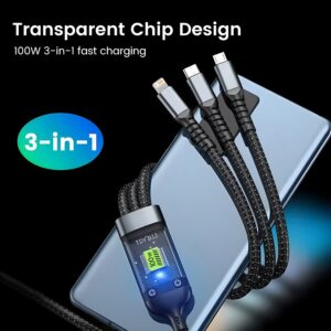 100W 5A Fast Charging 3-in-1 USB Cable ? Multi Charging Cable with Type-C, Micro USB & Lightning Connectors | Durable & High-Speed Data Transfer - Image 4