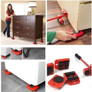 (5 in 1) Heavy Furniture Move Tool Transport Lifter Shifter Moving Kit Slider Remover Rolling Wheel Corner Mover Set - Image 3