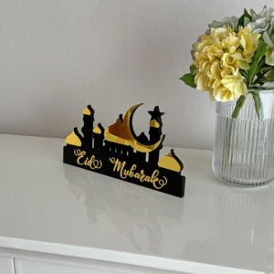 Eid Mubarak Desktop decorations MDF acrylic material (Golden color) - Image 3