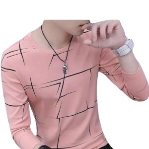 Fancy Cotton Jersey Full Sleeves T Shirt For Men | Best Quality Full Sleeves T Shirt For Men | T Shirt For Boys - Pink T-Shirt with Black Print? - Image 3