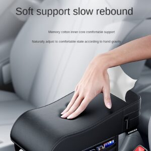 Car Armrest Box Height Pad Universal Central Elbow Rest Support Leather Auto Armrest Cover With Tissue Holder Armrest Cover - Image 2