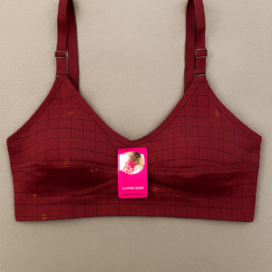 Jersey Print Bra ? Comfortable Everyday Wear (Maroon) - Image 1