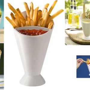 French Fries Cup potato Fries Holder with ketchup Holder for Sauce (Random Color ) - Image 3
